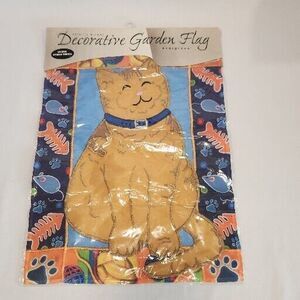 Artistic Blends Garden Flag Cat With  Fish Skeletons 2005‎ 12.5" X 18"